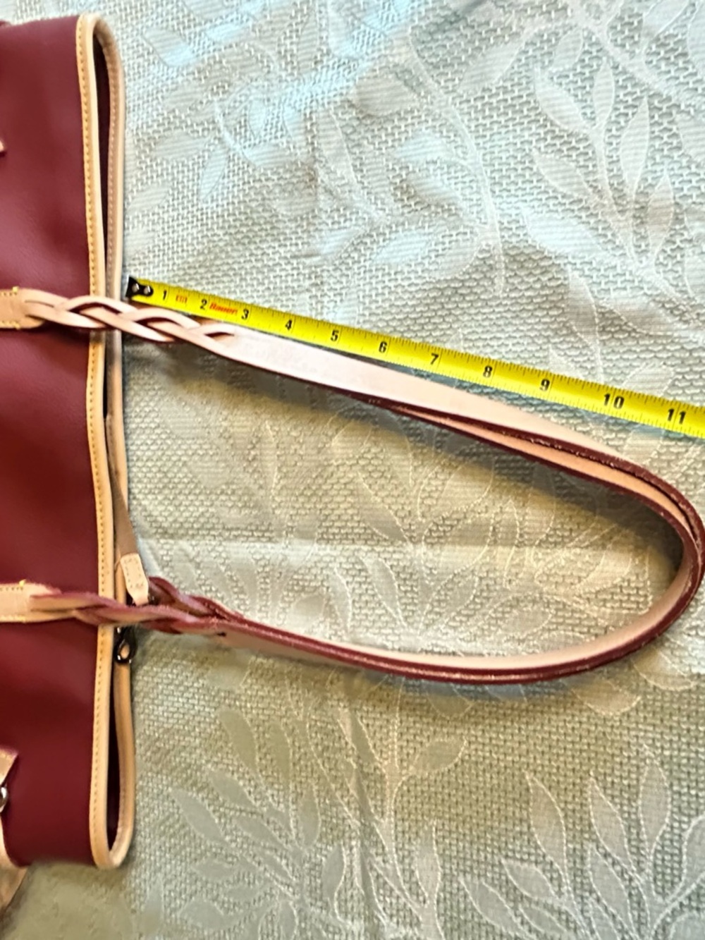 Dooney & Bourke Burgundy Tote with Tan Trim EVA BAILEY TOTE - Picture 10 of 16